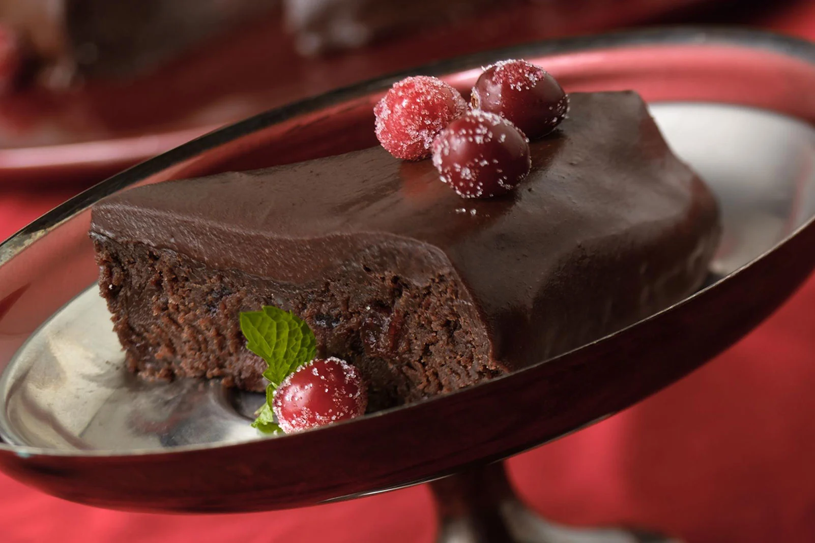 Outrageous Chocolate Cranberry Fudge Cake