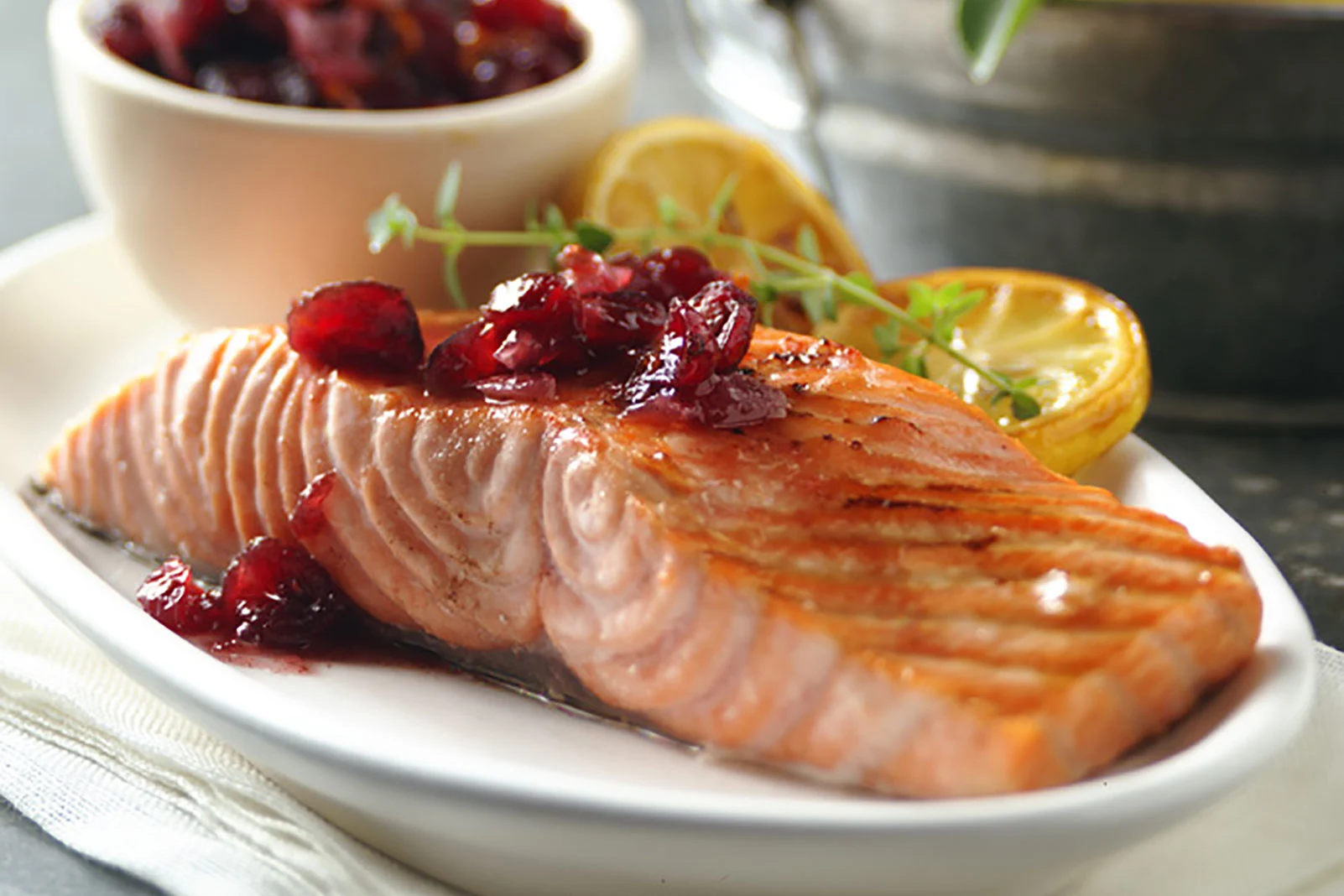 Grilled Salmon with Five - Spice Cranberry Relish